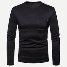 Romwe Men Solid Pocket Decoration Tee