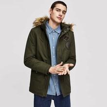 Romwe Men Patched Contrast Faux Fur Hooded Coat