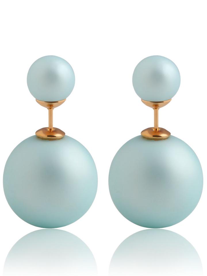 Romwe Sky Blue Bead Stud Earrings
