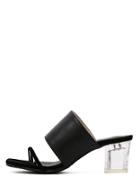 Romwe Black Open Toe Leather Upper Chunky Sandals