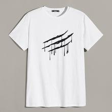 Romwe Guys Claw Mark Print Tunic Tee