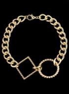 Romwe Gold Geometric Link Bracelet