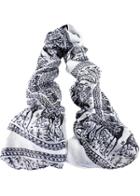 Romwe Black White Vintage Deer Print Scarves