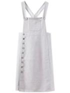 Romwe Pinafore Grey Dress With Single Breasted