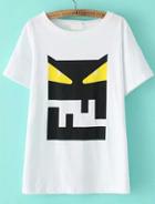 Romwe Little Monster Print Loose T-shirt