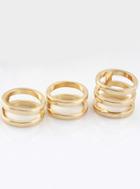 Romwe Gold Multilayer Hollow Three Fingers Ring