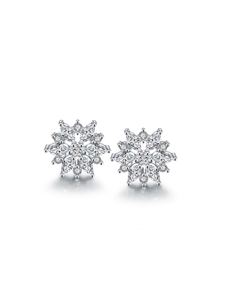 Romwe Rhinestone Snowflake Design Stud Earrings