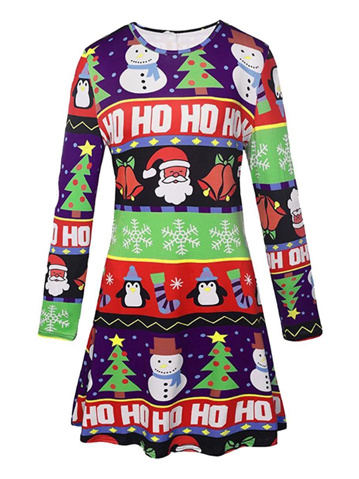 Romwe Santa Claus Print Dress