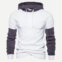 Romwe Men Corduroy Contrast Panel Hoodie
