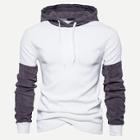 Romwe Men Corduroy Contrast Panel Hoodie