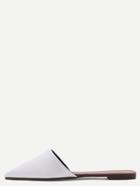 Romwe White Faux Leather Point Toe Flat Slippers