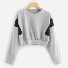 Romwe Drop Shoulder Colorblock Sweatshirt