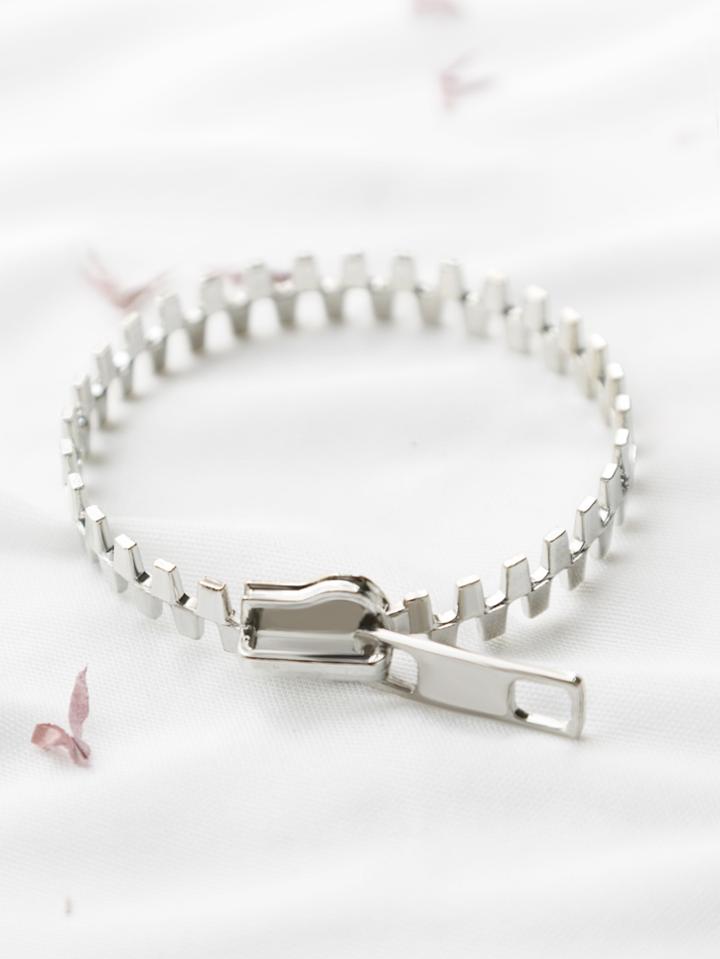 Romwe Silver Zipper Shape Bracelet
