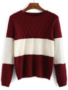 Romwe Women Color-block Long Sleeve Sweater
