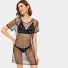 Romwe Galaxy Print Sheer Mesh Dress