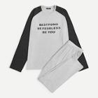 Romwe Guys Raglan Sleeve Letter Print Top & Pants Set