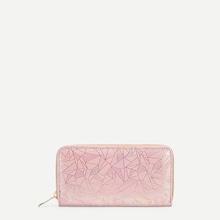 Romwe Geometric Print Zipper Around Purse