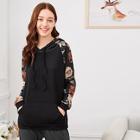 Romwe Rose Print Hooded Top