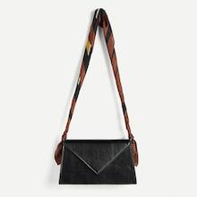 Romwe Plain Flap Crossbody Bag With Scarf Strap