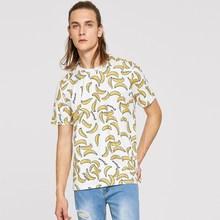 Romwe Men Allover Banana And Letter Print Tee