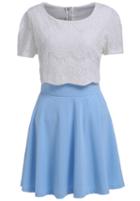 Romwe Color-block With Zipper Pleated Dress