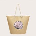 Romwe Sequin Shell Decor Straw Tote Bag