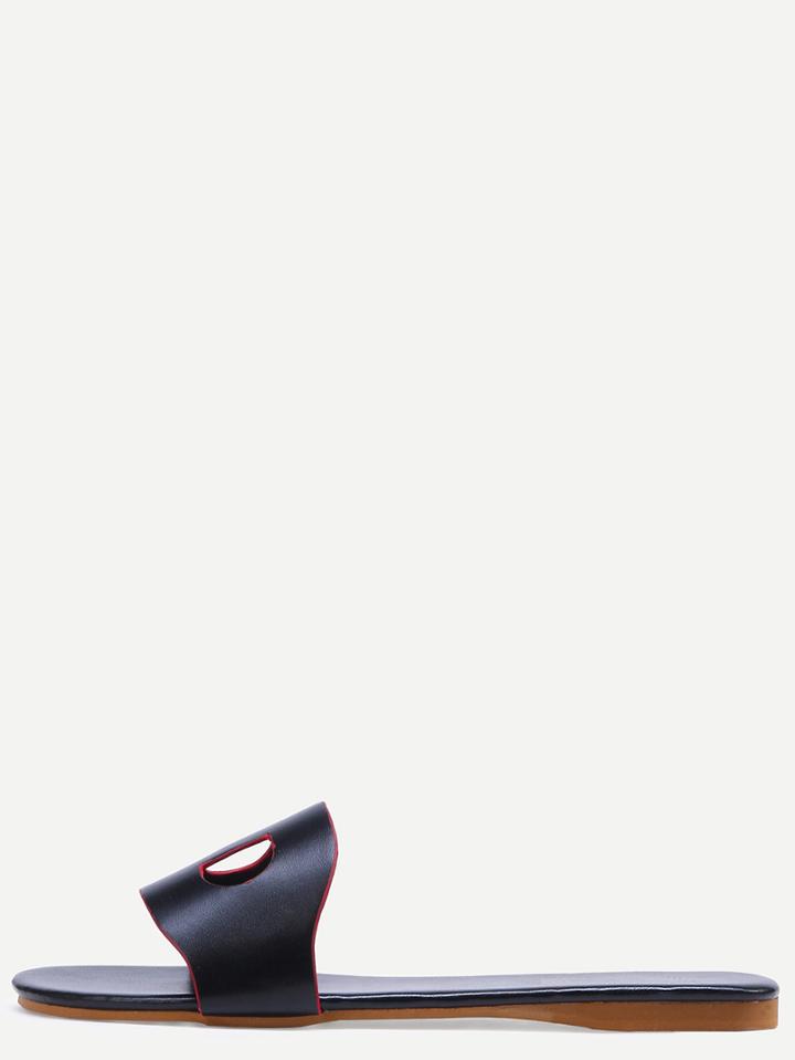 Romwe Black Peep Toe Cutout Slippers
