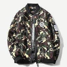 Romwe Guys Letter Patched Camo Jacket
