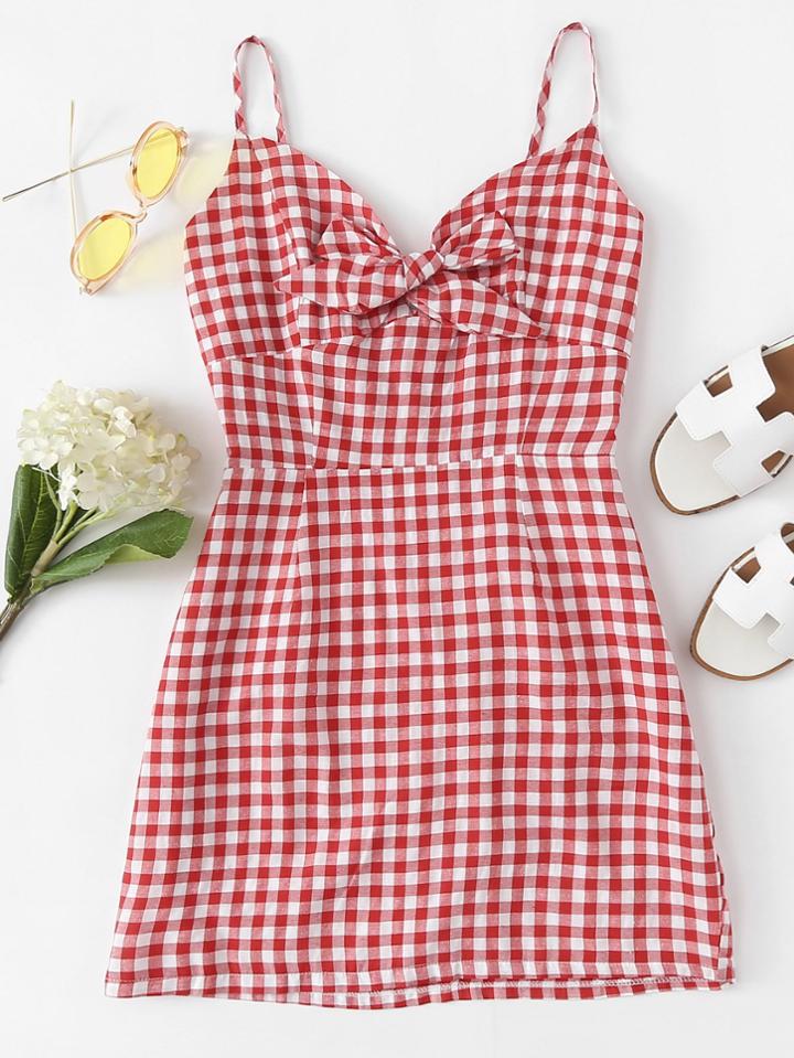 Romwe Knot Front Cami Dress