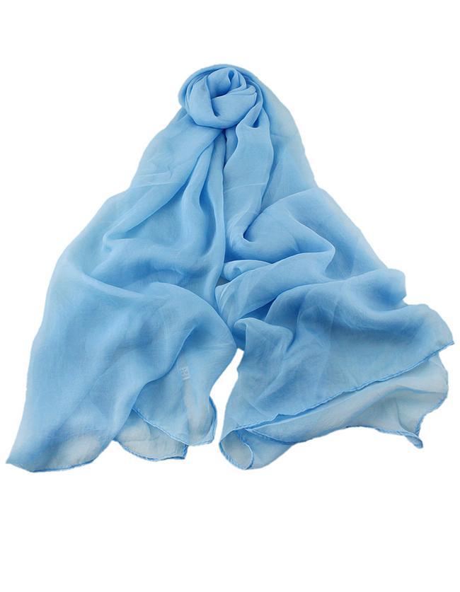 Romwe Blue Voile Soft Soild Scarf