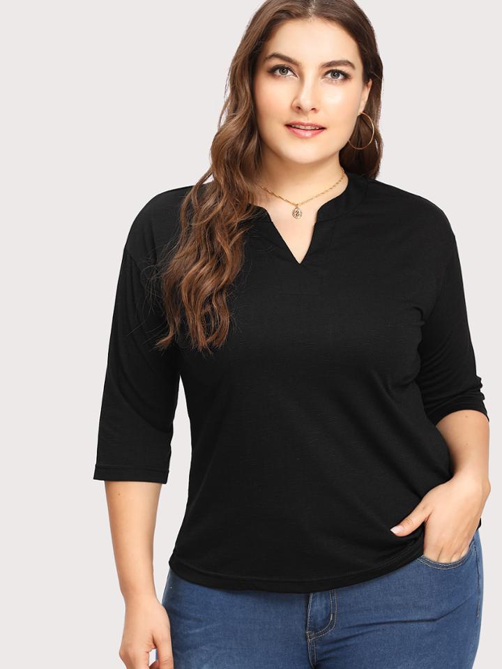 Romwe V Cut Detail Tee
