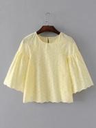 Romwe Raglan Sleeve Wave Trim Top
