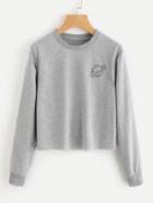 Romwe Planet Print Crop Sweatshirt