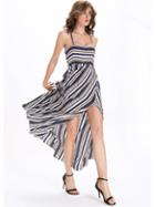 Romwe Multicolor Tribal Print Lace-up Slit Dress