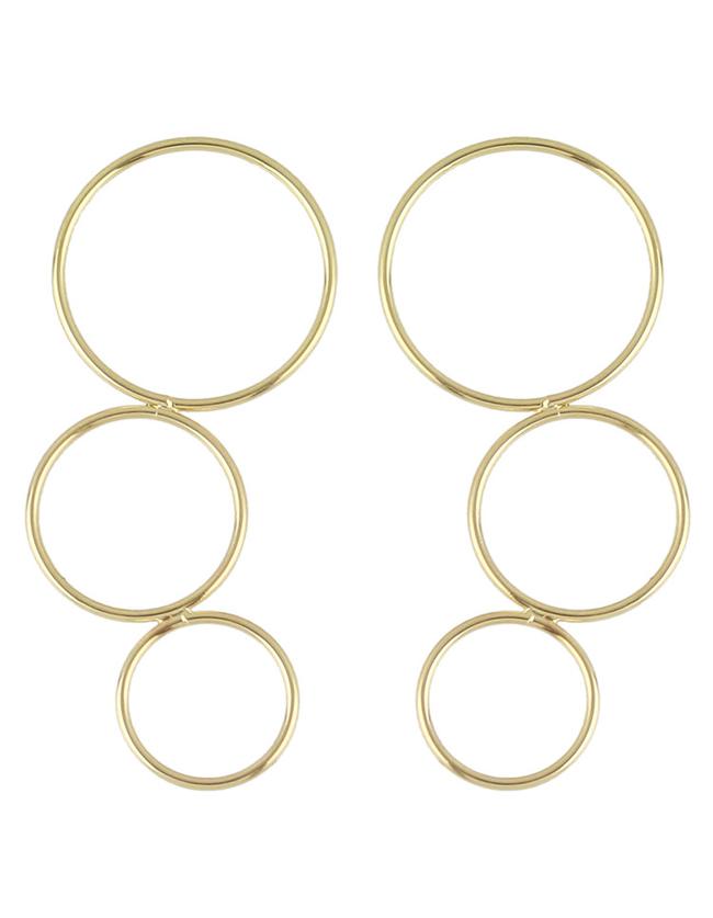 Romwe Gold Long Circle Earrings
