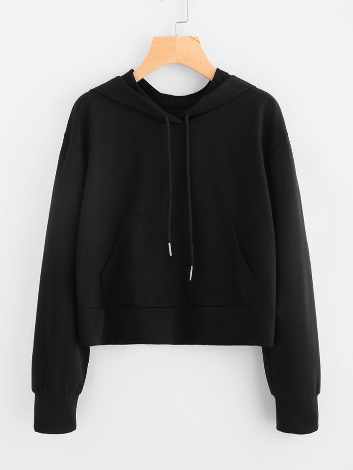 Romwe Kangaroo Pocket Drawstring Hoodie