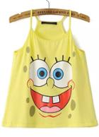 Romwe Yellow Spaghetti Strap Spongebob Print Vest
