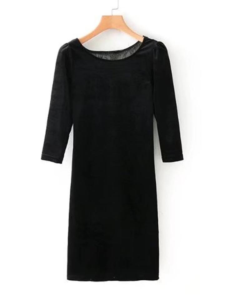 Romwe Lace Back Velvet Dress