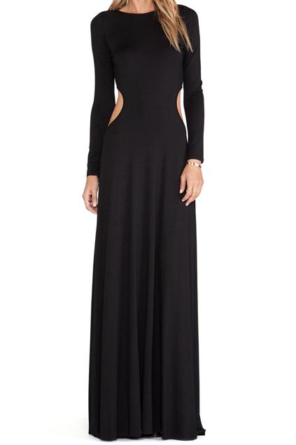 Romwe Cut-out Slim Black Maxi Dress