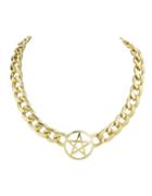 Romwe Gold Plated Chunky Star Pendant Necklace Chain