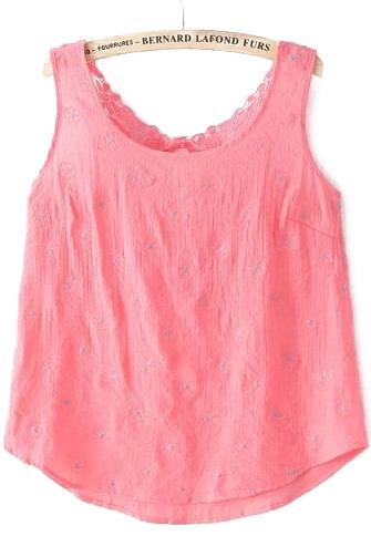 Romwe Crochet Hollow Embroidered Tank Top