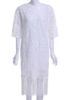 Romwe Half Sleeve With Tassel Lace Dress
