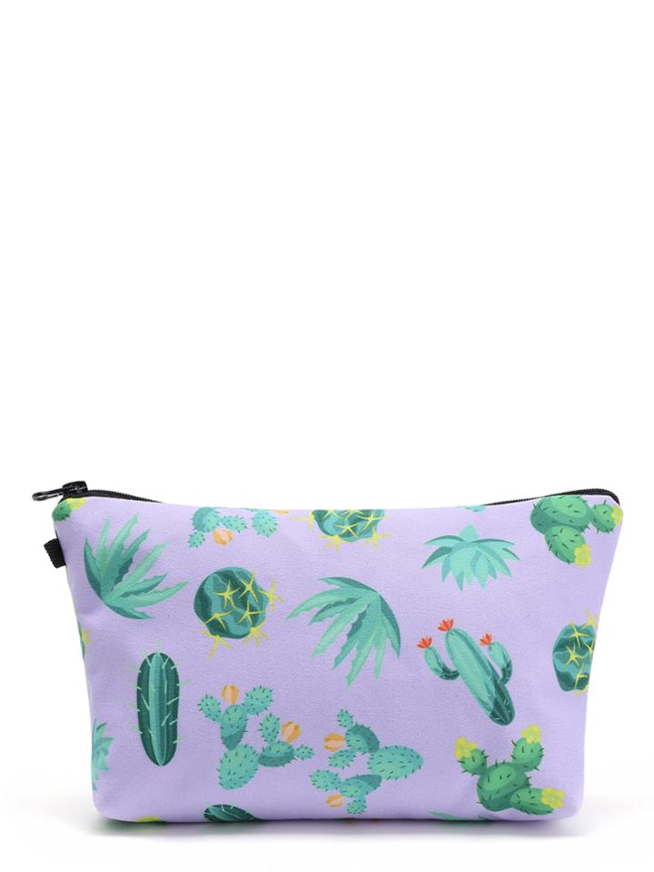 Romwe Cactus Print Cosmetic Bag