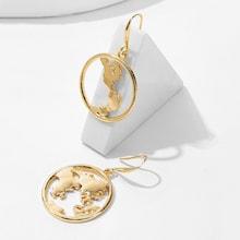 Romwe Earth Design Hoop Drop Earrings