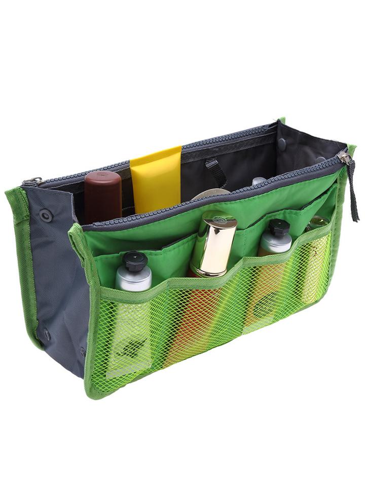 Romwe Green Cosmetic Storage Mesh Nylon Bag