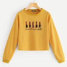 Romwe Lipstick And Letter Print Sweatshirt