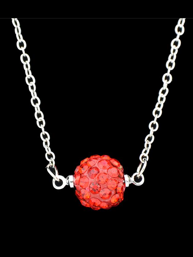 Romwe Red Imitation Crystal Ball Pendant Necklace For Women