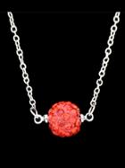 Romwe Red Imitation Crystal Ball Pendant Necklace For Women