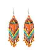 Romwe Orange Beads Chain Earrings