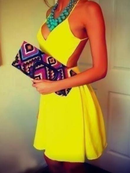 Romwe Halter Strap Backless A-line Dress